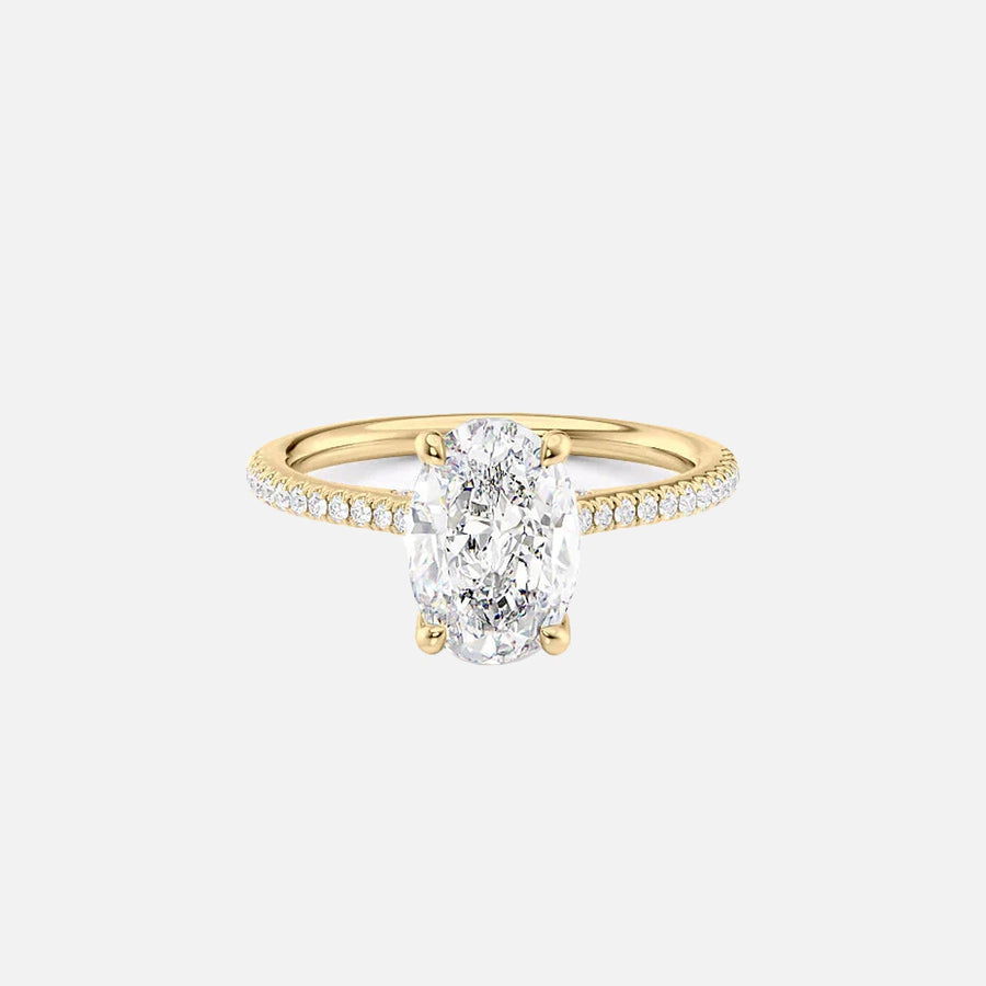 The Pave Lexie Oval Moissanite Ring 14k Yellow Gold 001