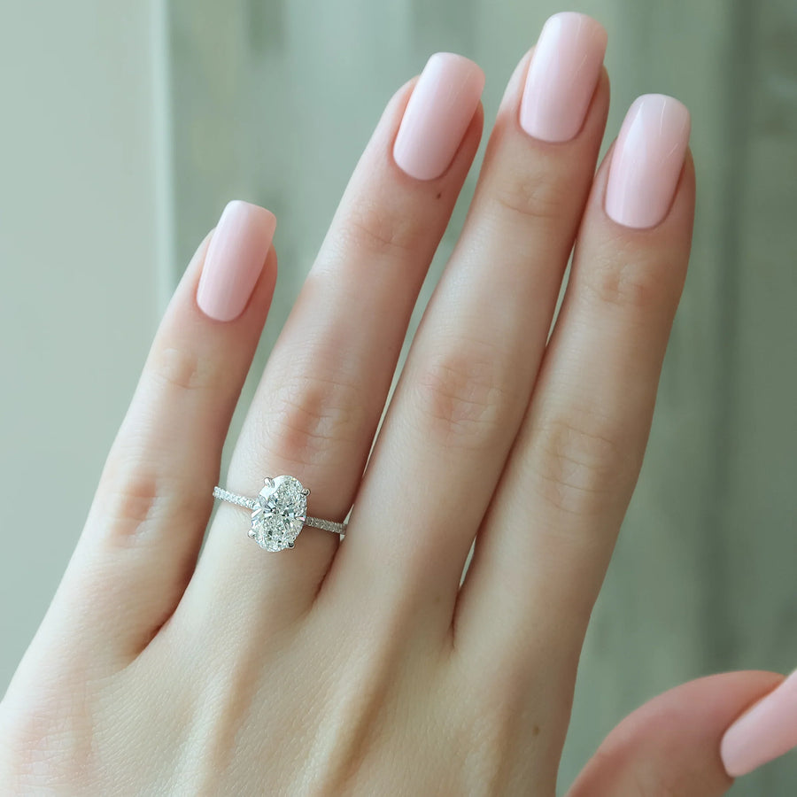  The Pave Lexie Oval Moissanite Ring 18k White Gold 003