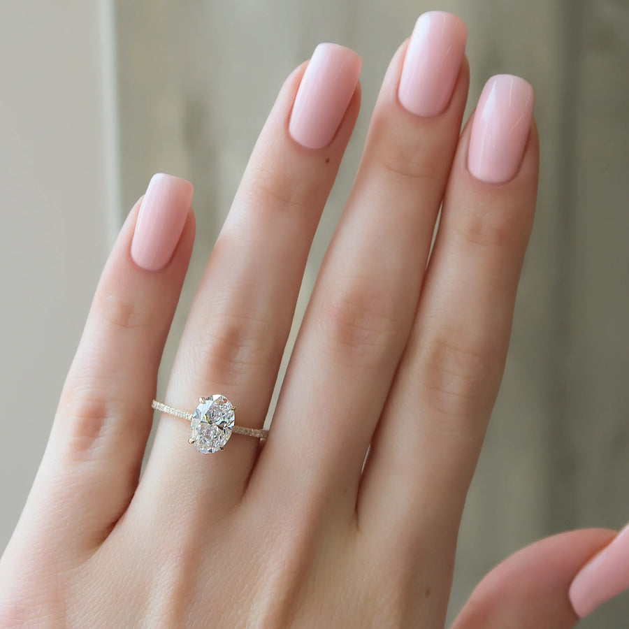  The Pave Lexie Oval Moissanite Ring 18k Yellow Gold 003