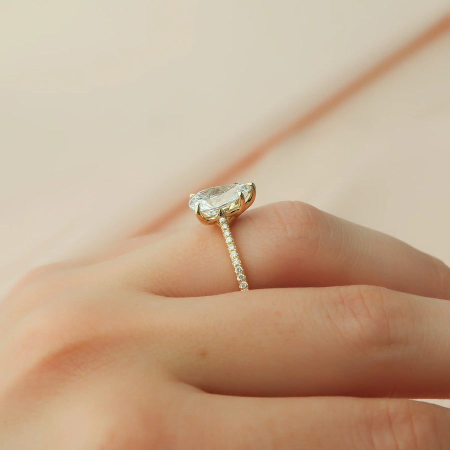  The Pave Lexie Pear Lab Diamond Ring 18k Yellow Gold 003