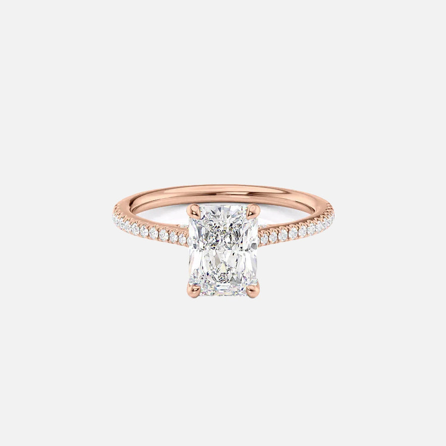  The Pave Lexie Radiant Lab Diamond Ring 14k Rose Gold 001