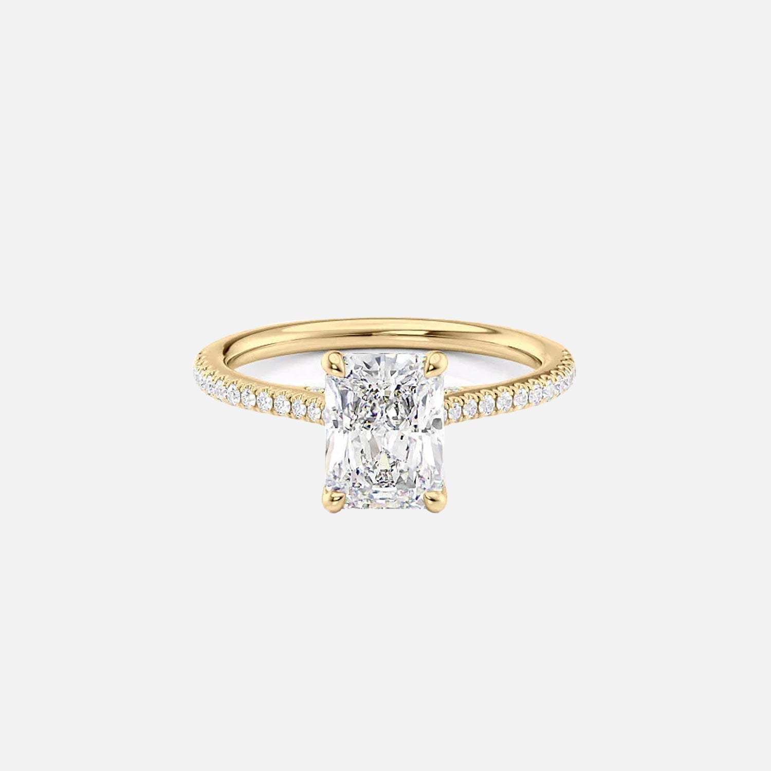 The Pave Lexie Radiant Lab Diamond Ring 14k Yellow Gold 001