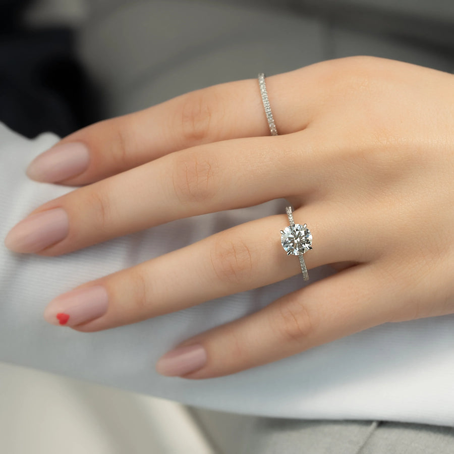  The Pave Lexie Round Moissanite Ring 18k White Gold 003