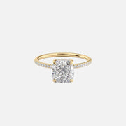 The Pave Lily Cushion Lab Diamond Ring 14k Yellow Gold 001