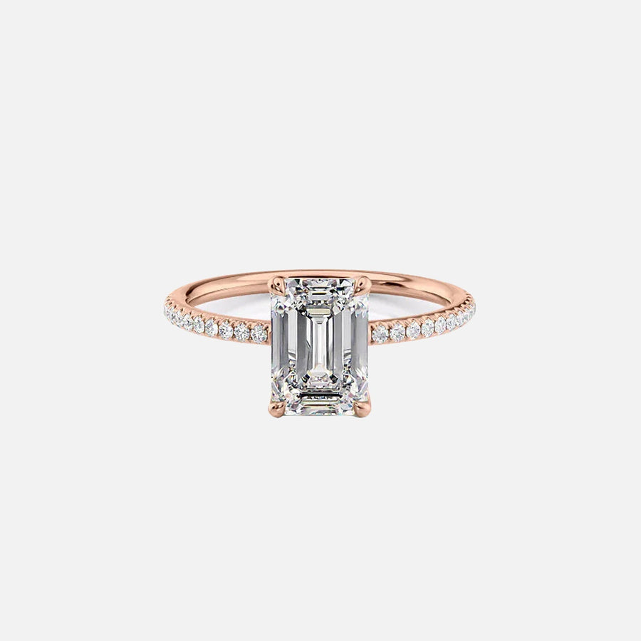  The Pave Lily Emerald Lab Diamond Ring 14k Rose Gold 001
