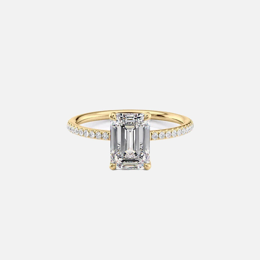 The Pave Lily Emerald Lab Diamond Ring 14k Yellow Gold 001