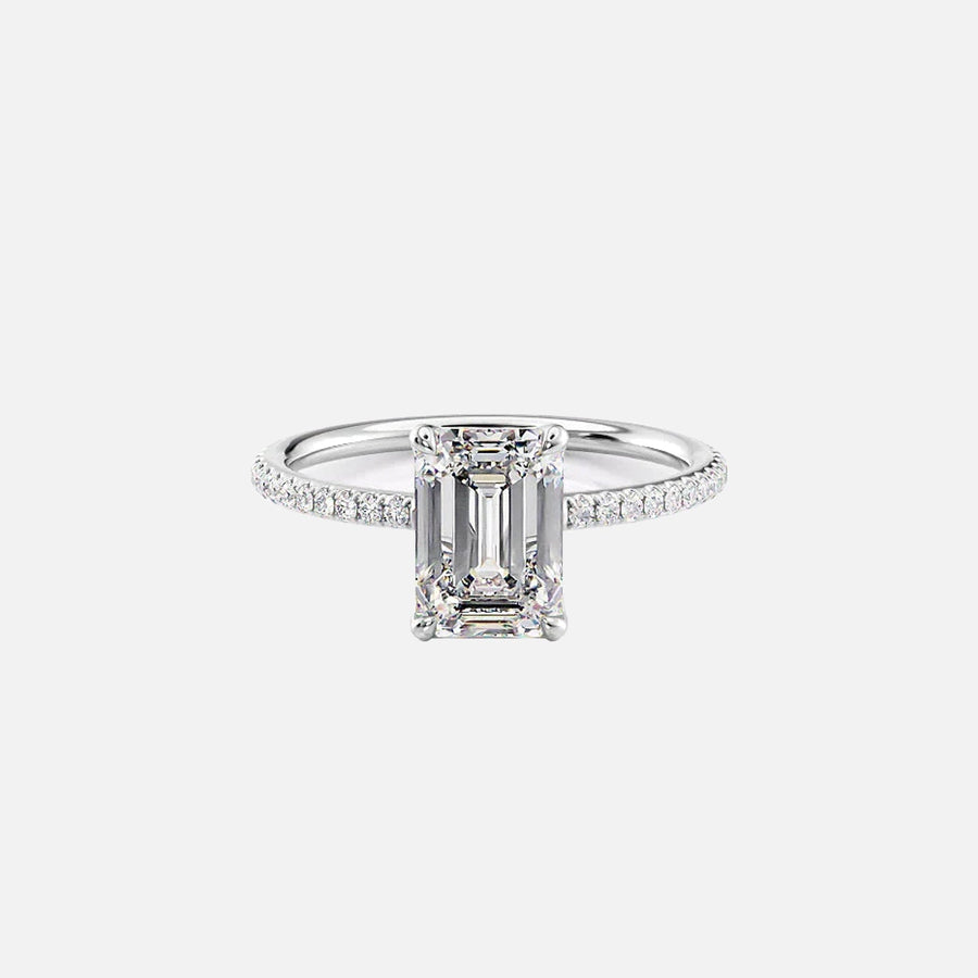  The Pave Lily Emerald Lab Diamond Ring 18k White Gold 001