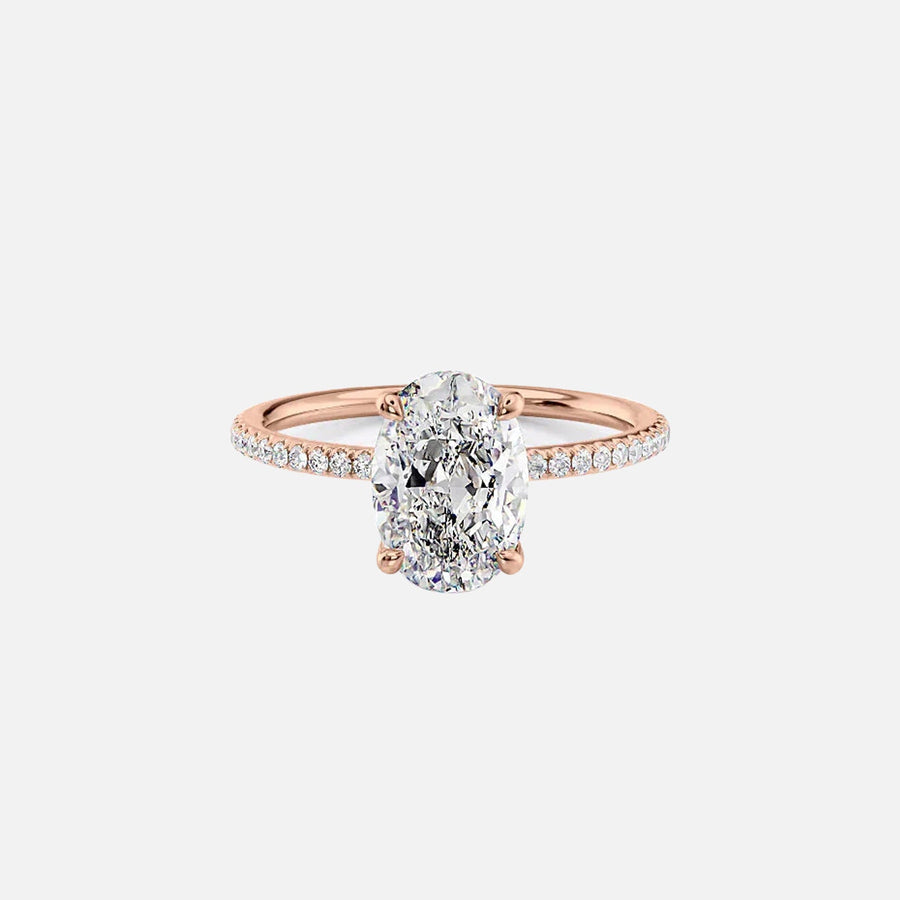  The Pave Lily Oval Lab Diamond Ring 18k Rose Gold 001