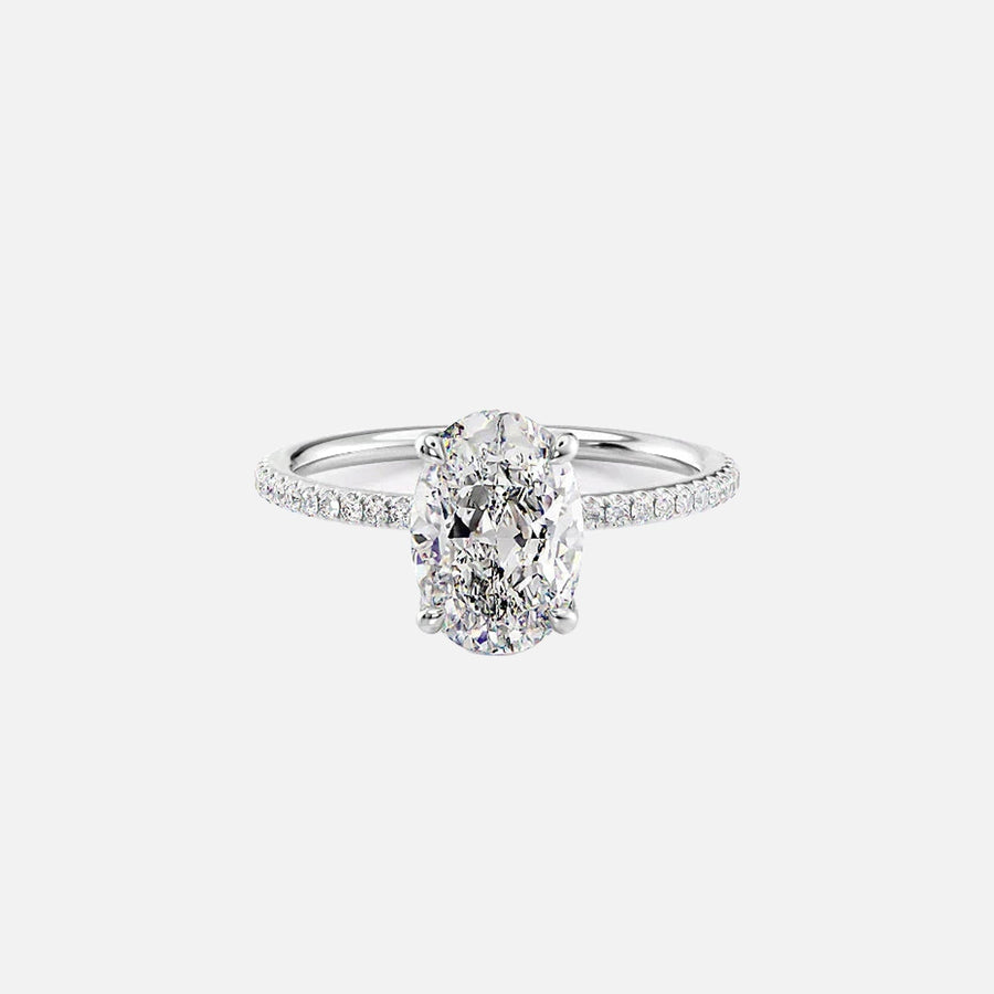  The Pave Lily Oval Lab Diamond Ring 18k White Gold 001