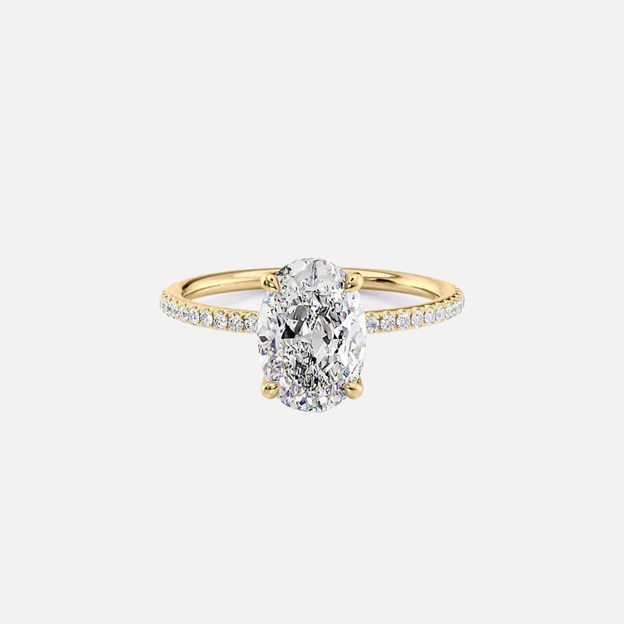  The Pave Lily Oval Lab Diamond Ring 18k Yellow Gold 001