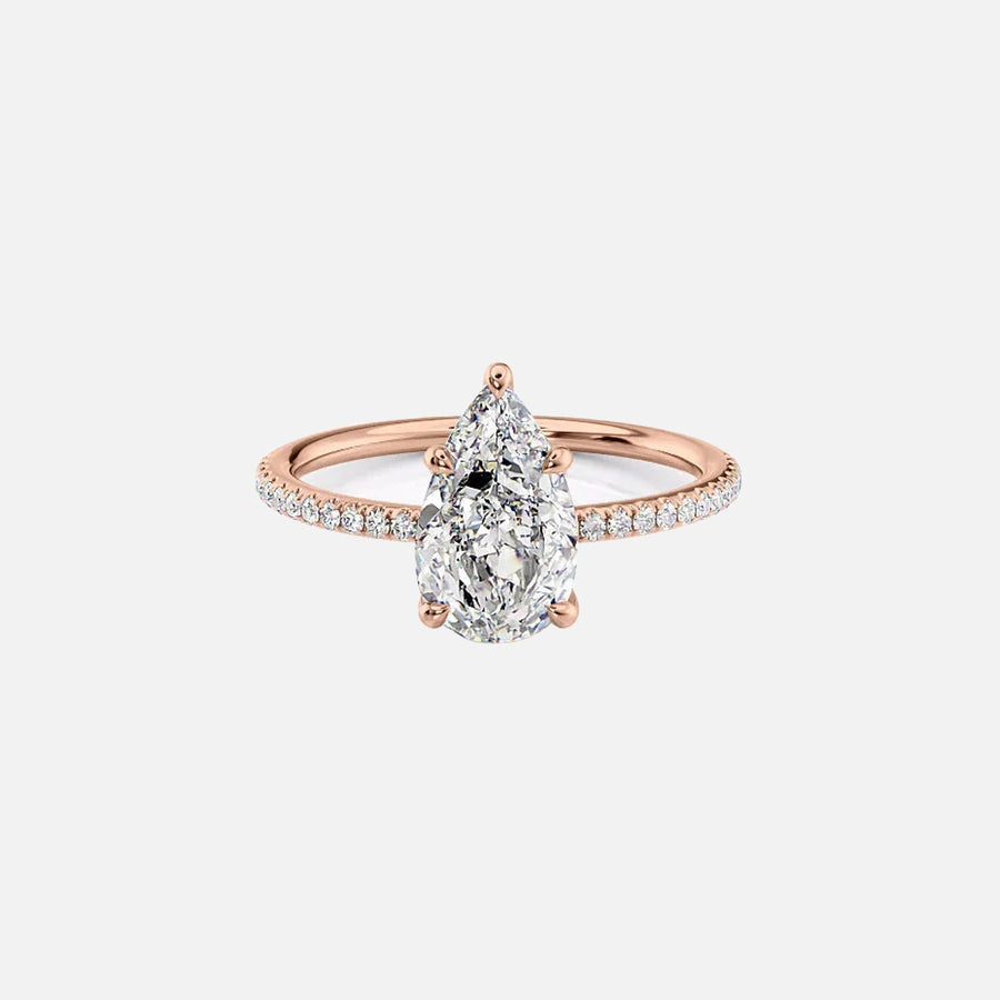  The Pave Lily Pear Lab Diamond Ring 18k Rose Gold 001