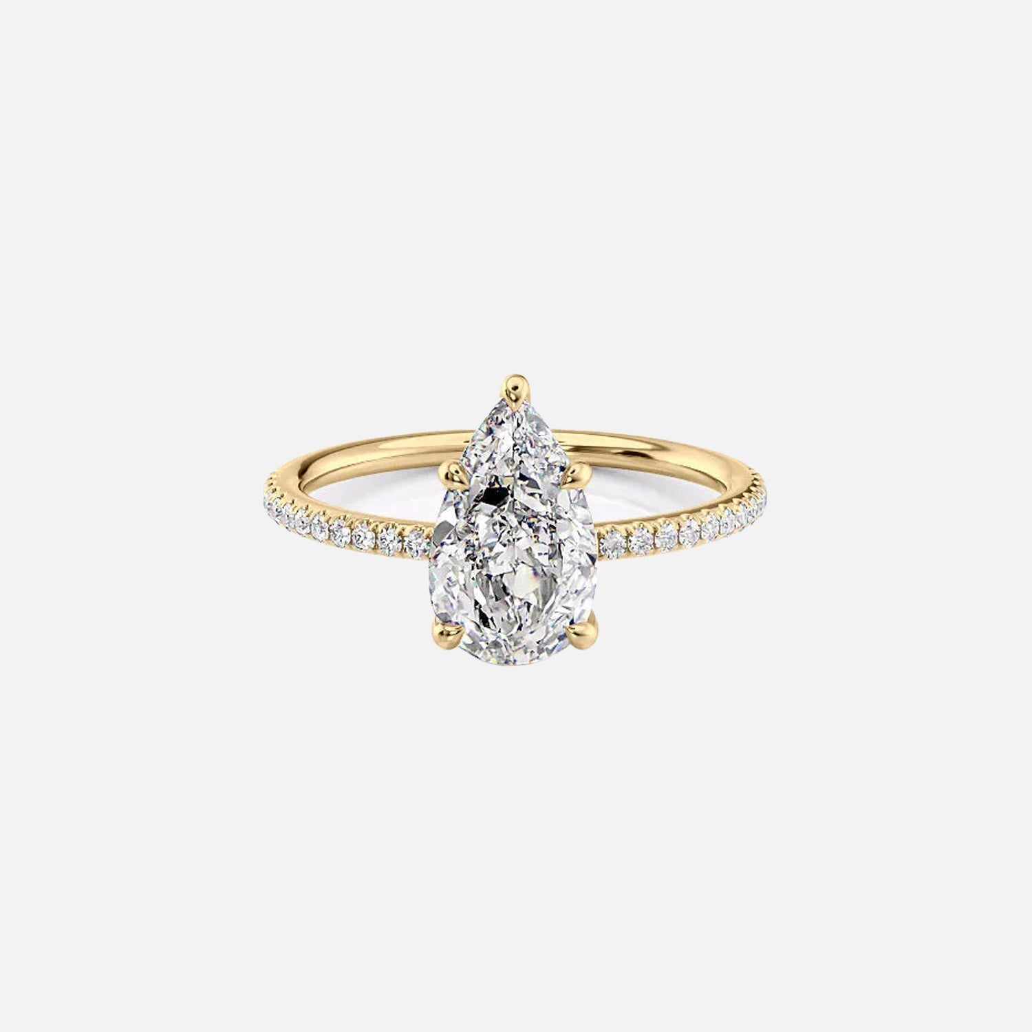 The Pave Lily Pear Moissanite Ring 14k Yellow Gold 001