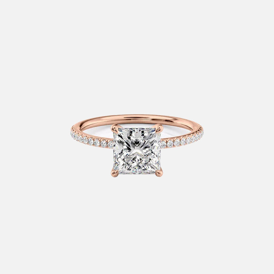  The Pave Lily Princess Lab Diamond Ring 18k Rose Gold 001