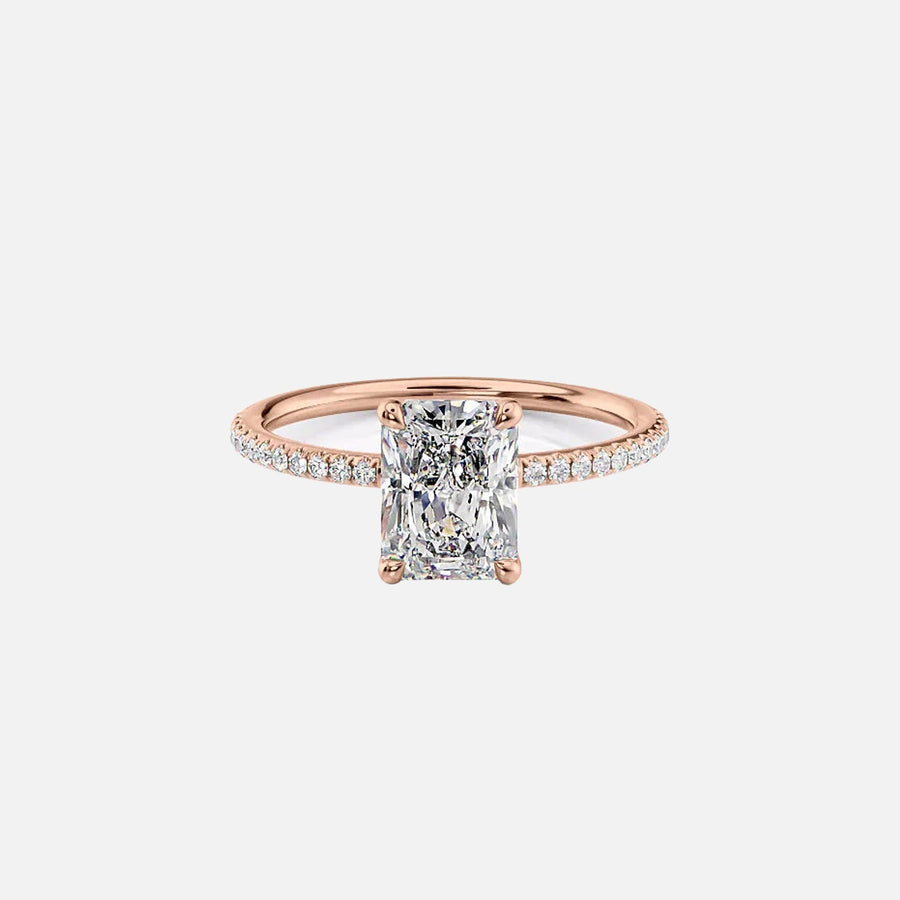  The Pave Lily Radiant Lab Diamond Ring 14k Rose Gold 001