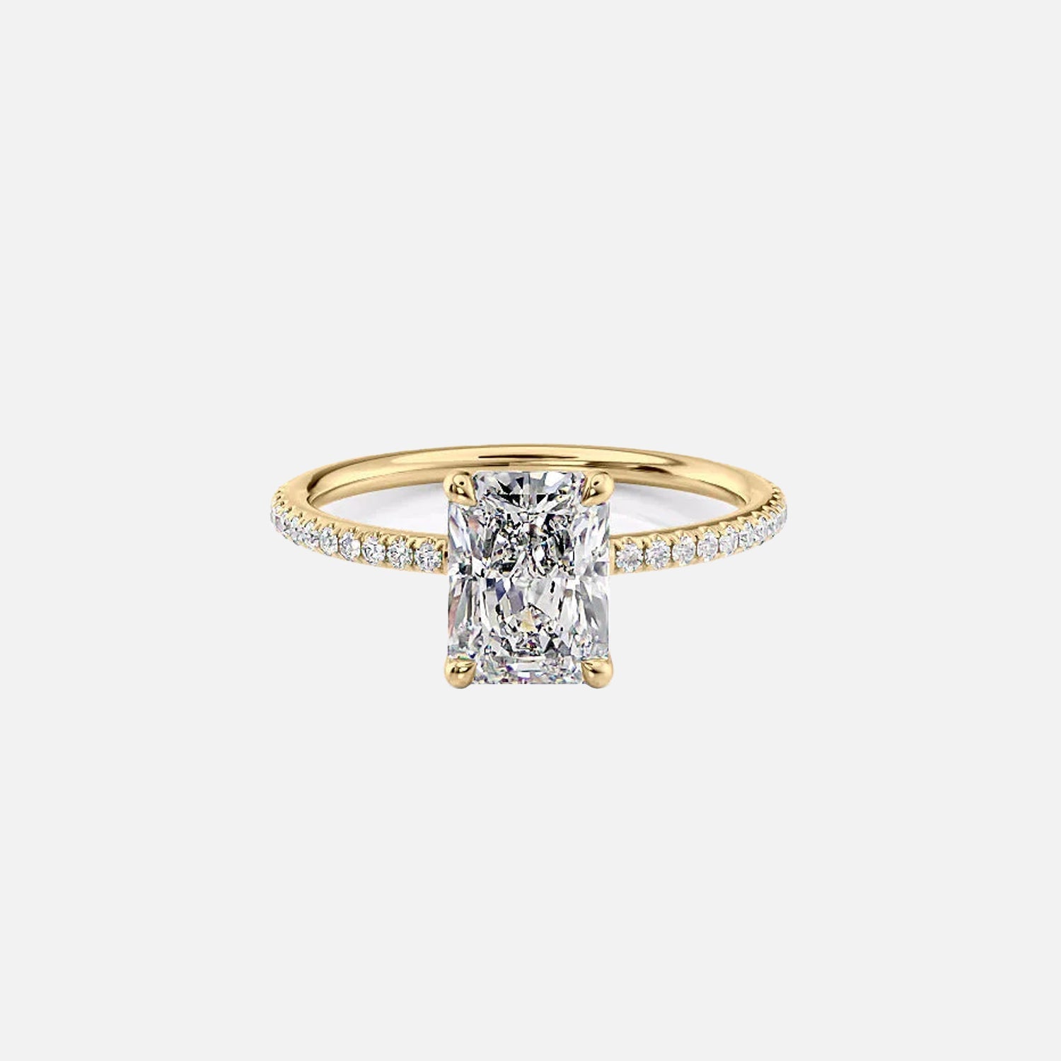 The Pave Lily Radiant Lab Diamond Ring 14k Yellow Gold 001