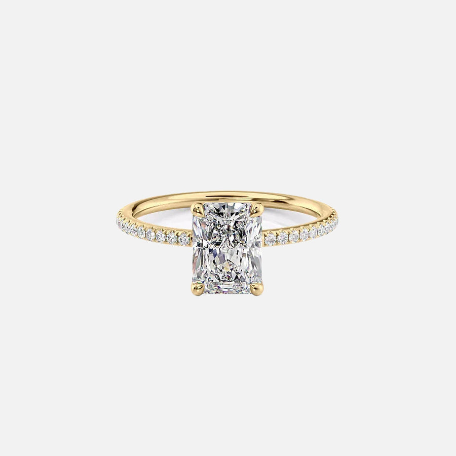  The Pave Lily Radiant Lab Diamond Ring 18k Yellow Gold 001