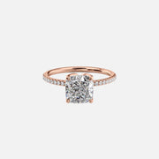  The Pave Lisa Cushion Lab Diamond Ring 18k Rose Gold 001
