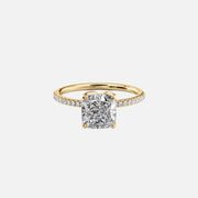 The Pave Lisa Cushion Lab Diamond Ring 18k Yellow Gold 001