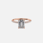  The Pave Lisa Emerald Lab Diamond Ring 18k Rose Gold 001