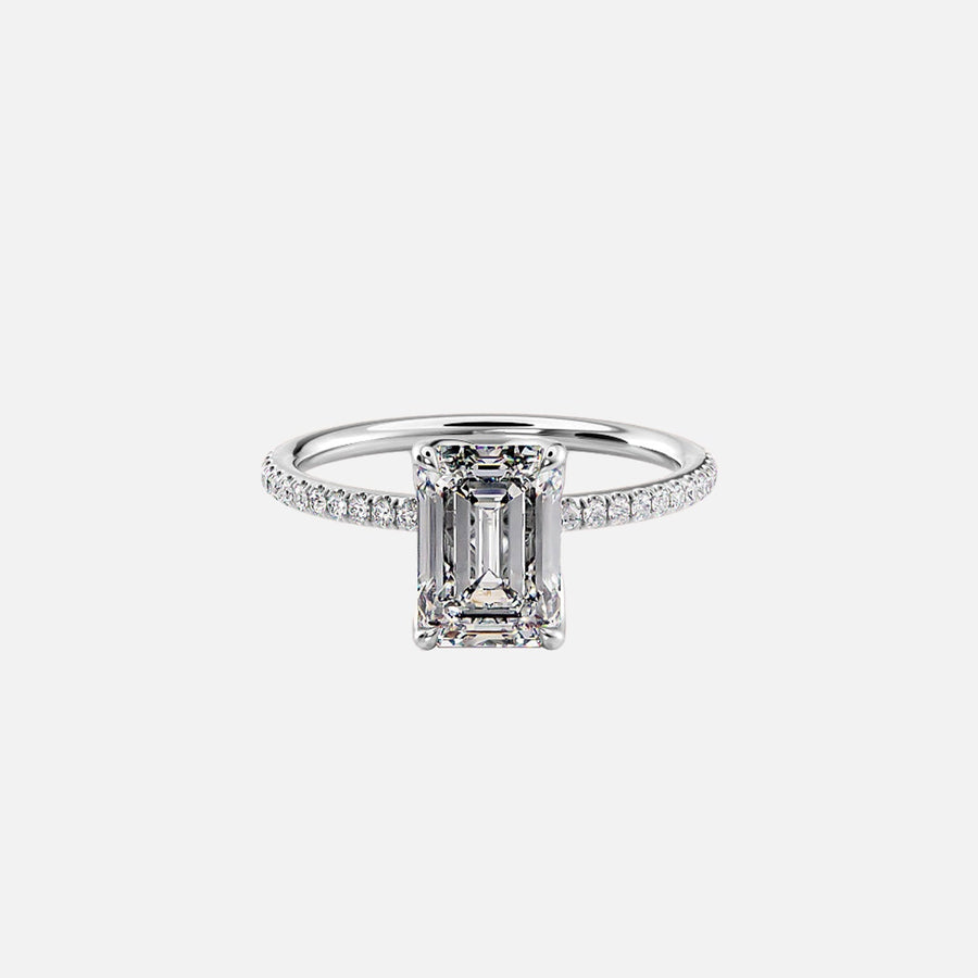  The Pave Lisa Emerald Lab Diamond Ring 18k White Gold 001