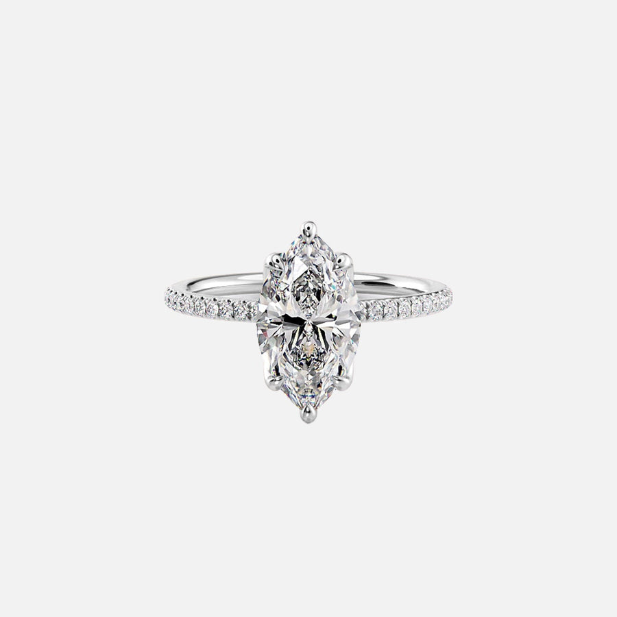  The Pave Lisa Marquise Lab Diamond Ring 18k White Gold 001