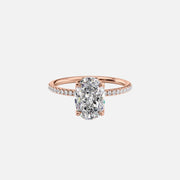  The Pave Lisa Oval Lab Diamond Ring 14k Rose Gold 001