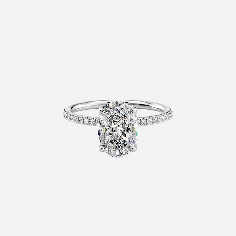  The Pave Lisa Oval Lab Diamond Ring 14k White Gold 001