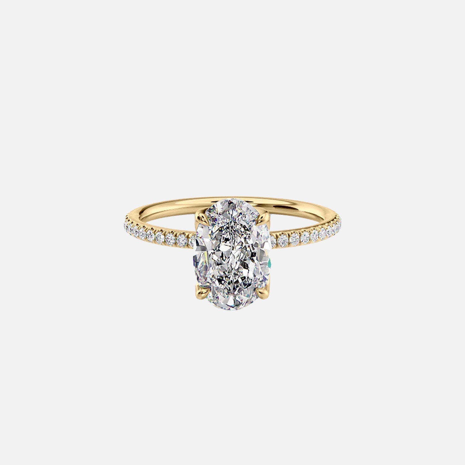 The Pave Lisa Oval Lab Diamond Ring 14k Yellow Gold 001
