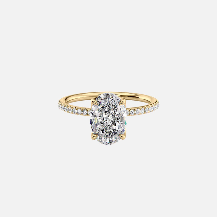  The Pave Lisa Oval Lab Diamond Ring 18k Yellow Gold 001