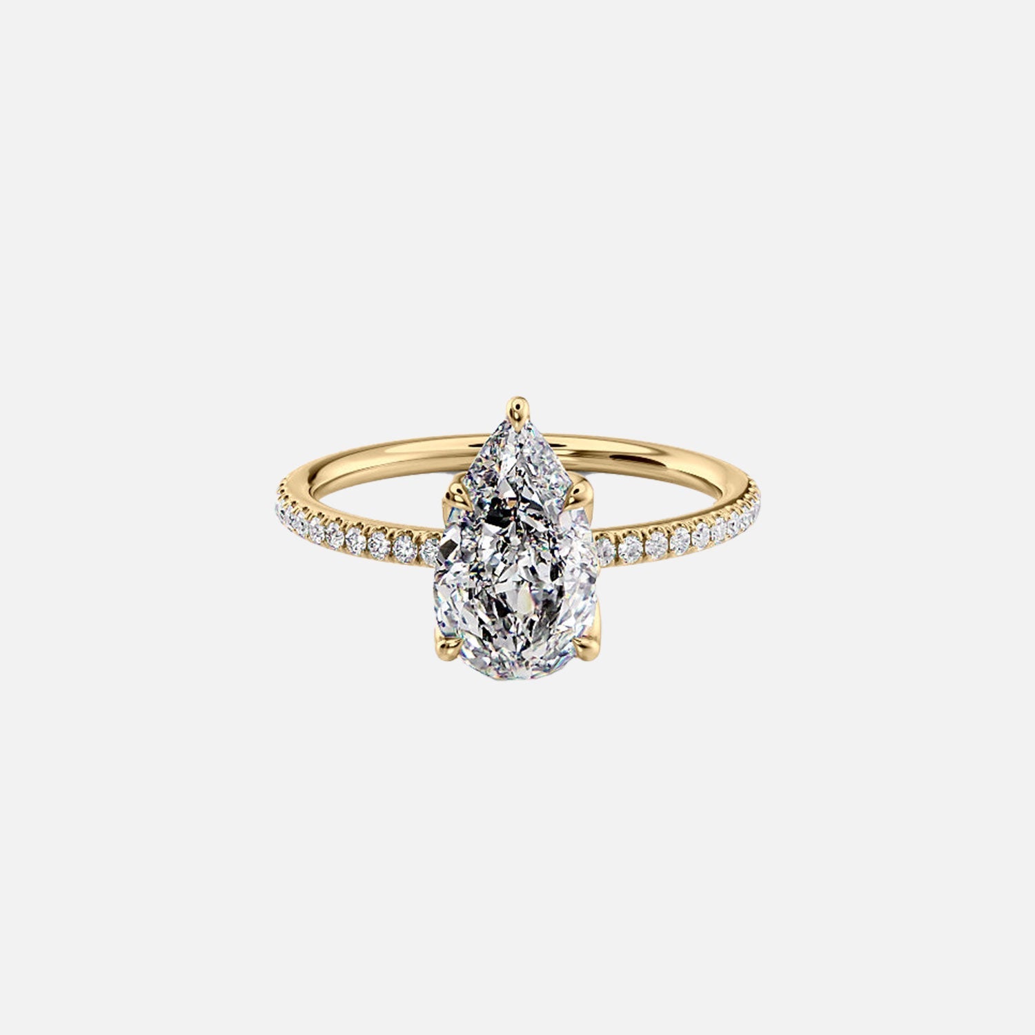 The Pave Lisa Pear Lab Diamond Ring 14k Yellow Gold 001