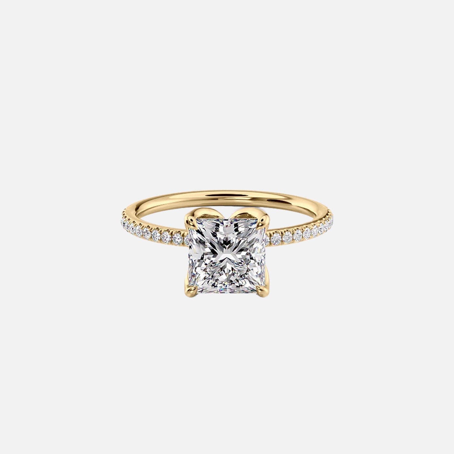 The Pave Lisa Princess Lab Diamond Ring 14k Yellow Gold 001