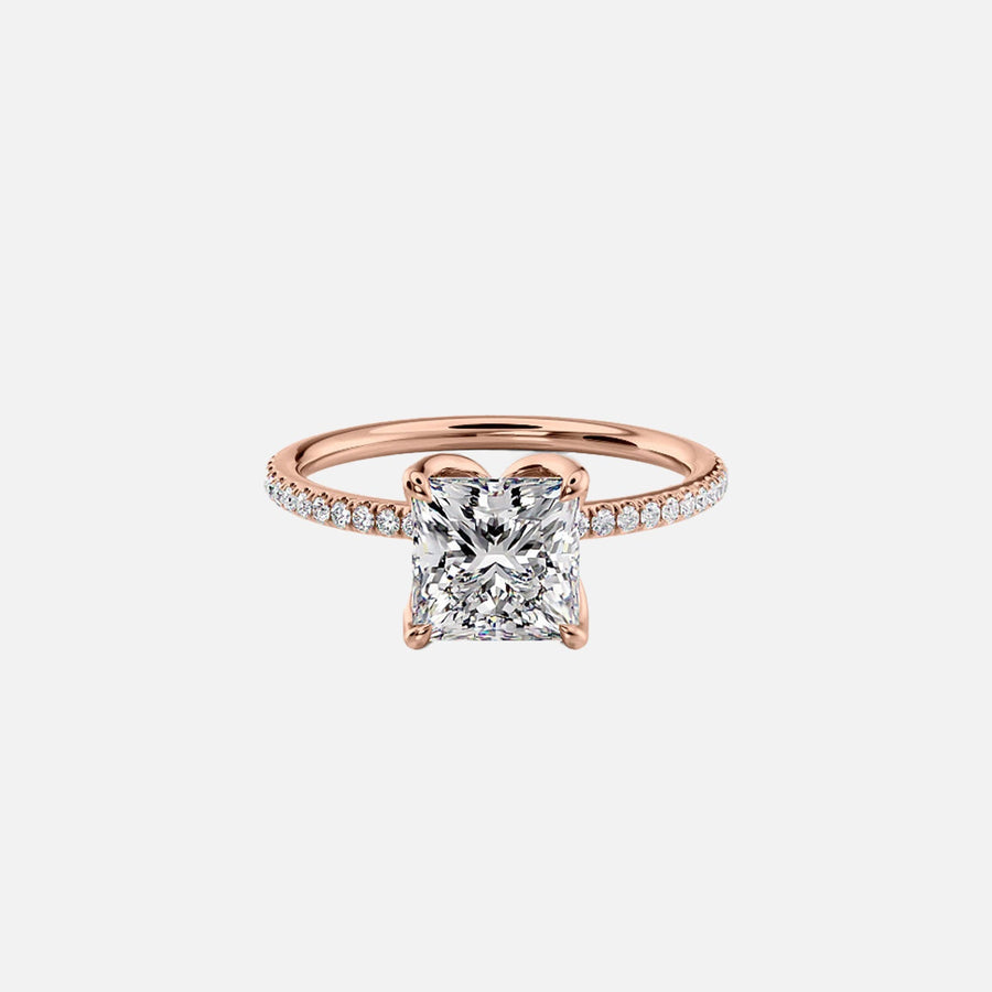  The Pave Lisa Princess Lab Diamond Ring 18k Rose Gold 001