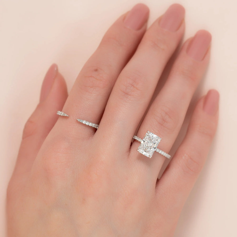  The Pave Lisa Radiant Lab Diamond Ring 18k White Gold 003 Final