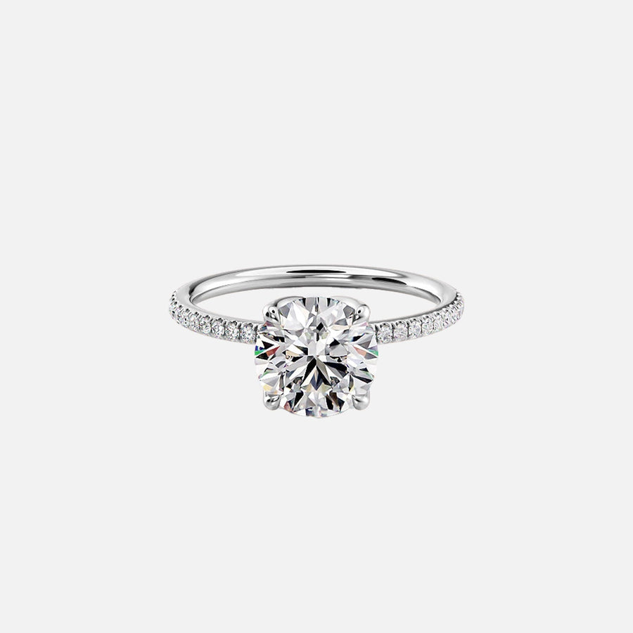  The Pave Lisa Round Lab Diamond Ring 14k White Gold 001