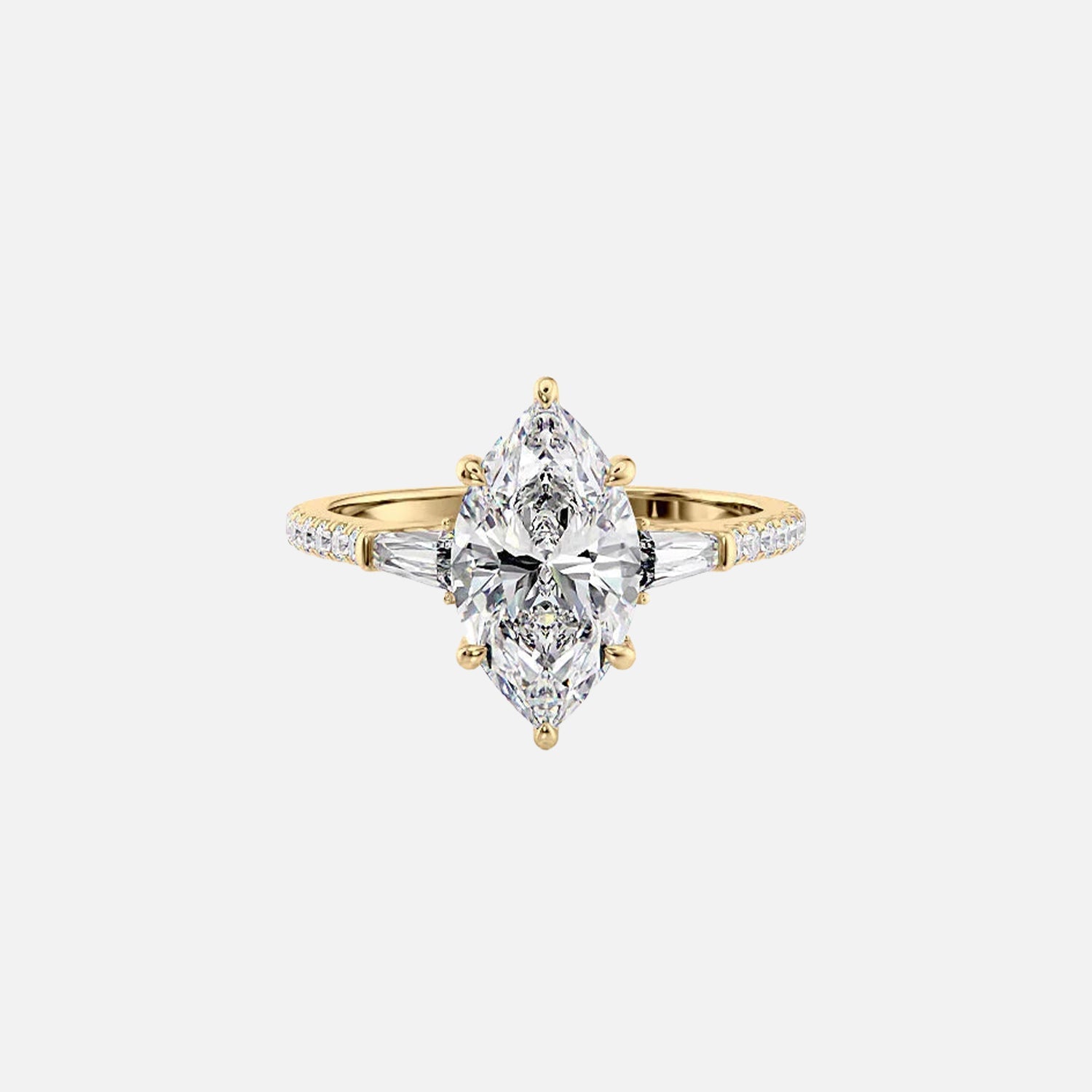 The Pave Liv Marquise Moissanite Ring 14k Yellow Gold 001