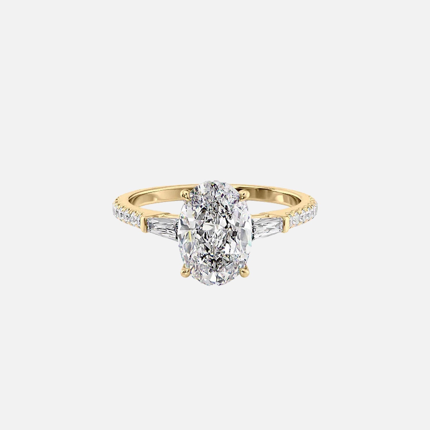 The Pave Liv Oval Lab Diamond Ring 14k Yellow Gold 001