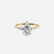 The Pave Liv Pear Lab Diamond Ring 14k Yellow Gold 001