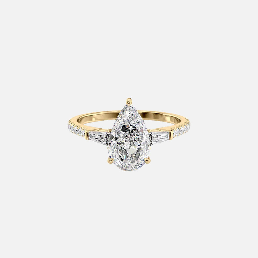 The Pave Liv Pear Lab Diamond Ring 14k Yellow Gold 001
