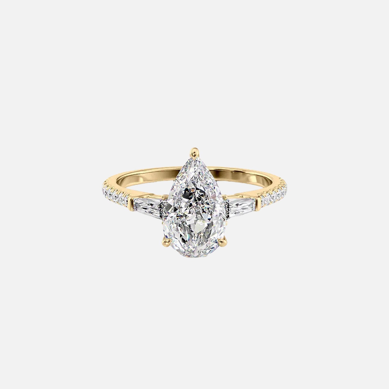 The Pave Liv Pear Moissanite Ring 14k Yellow Gold 001