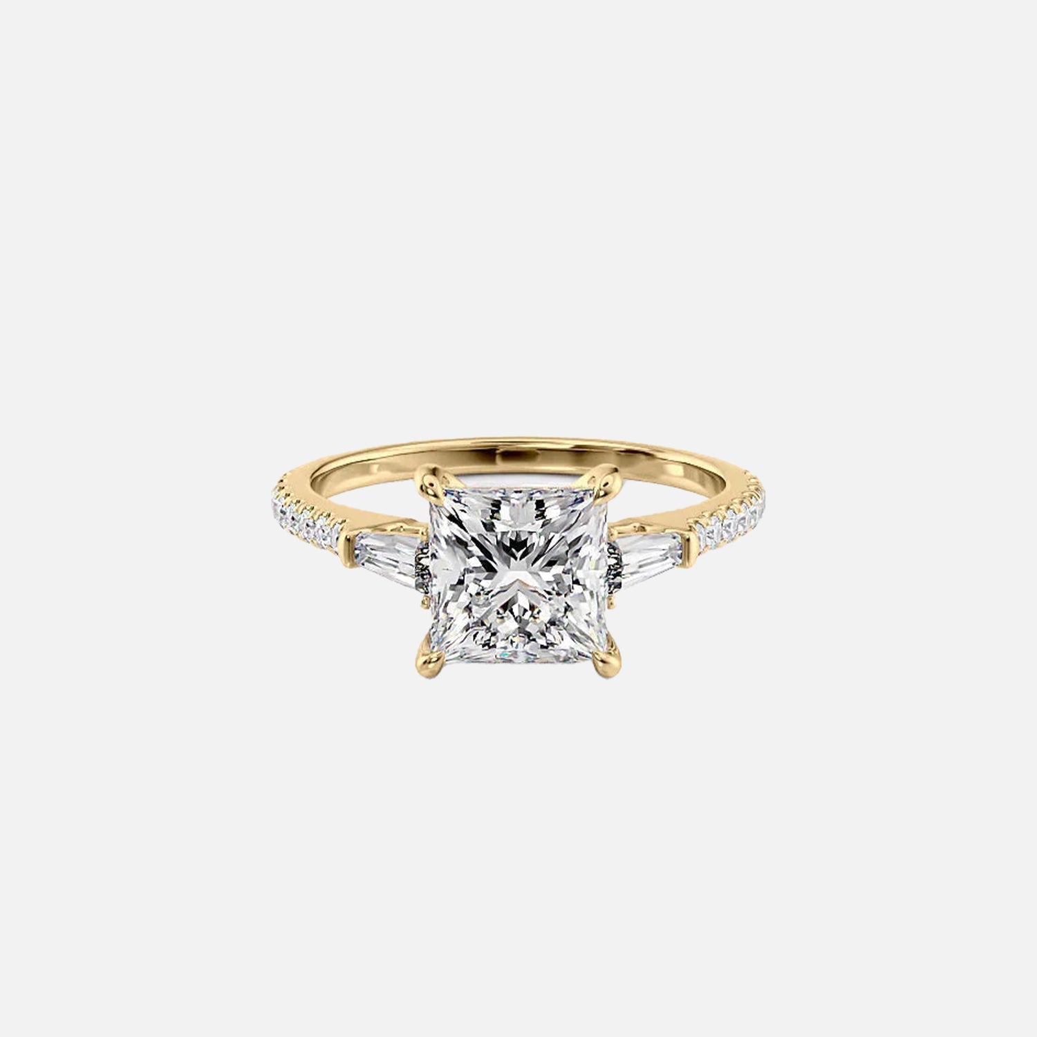 The Pave Liv Princess Moissanite Ring 14k Yellow Gold 001