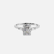  The Pave Liv Radiant Moissanite Ring 14k White Gold 001