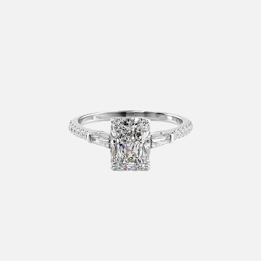  The Pave Liv Radiant Moissanite Ring 14k White Gold 001