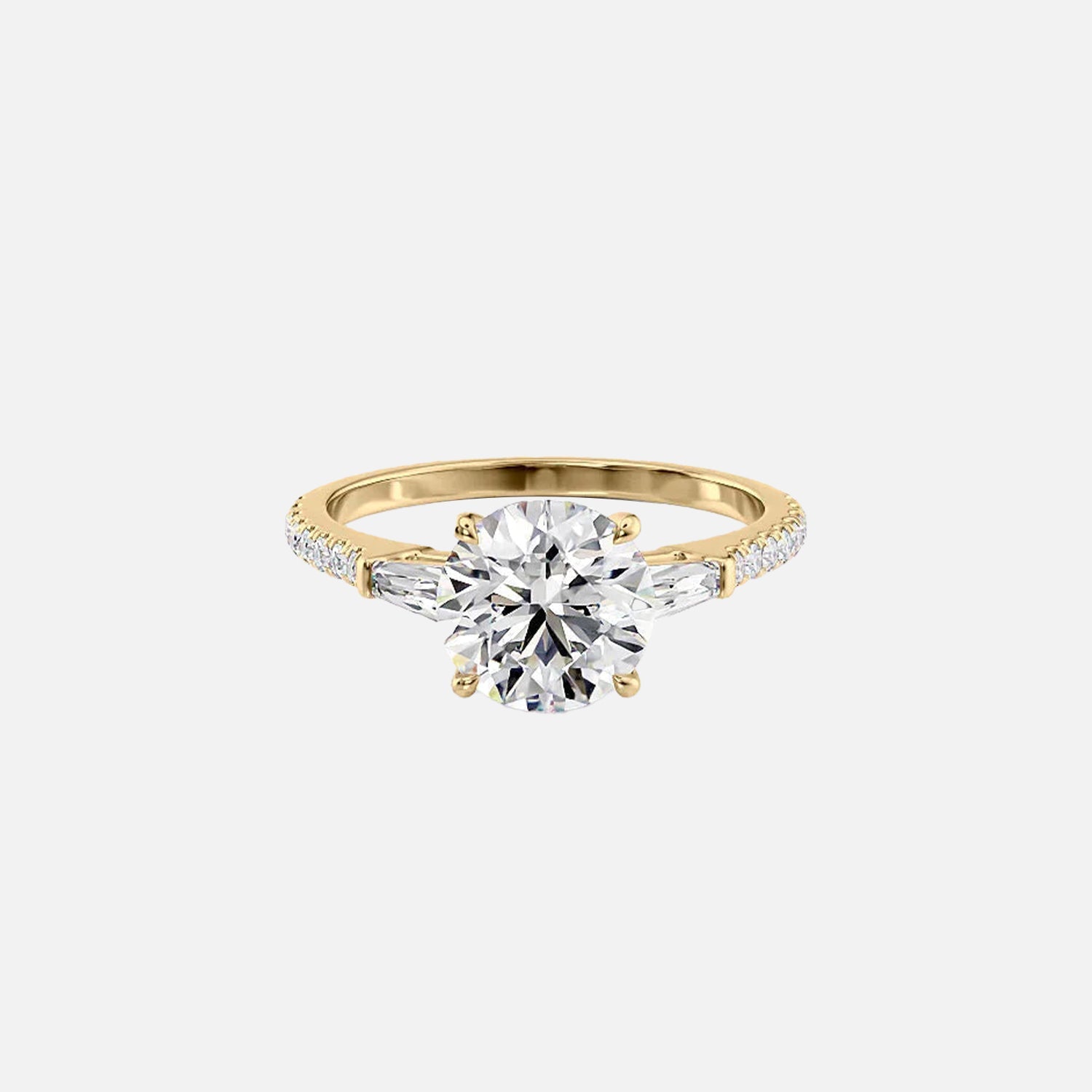 The Pave Liv Round Lab Diamond Ring 14k Yellow Gold 001