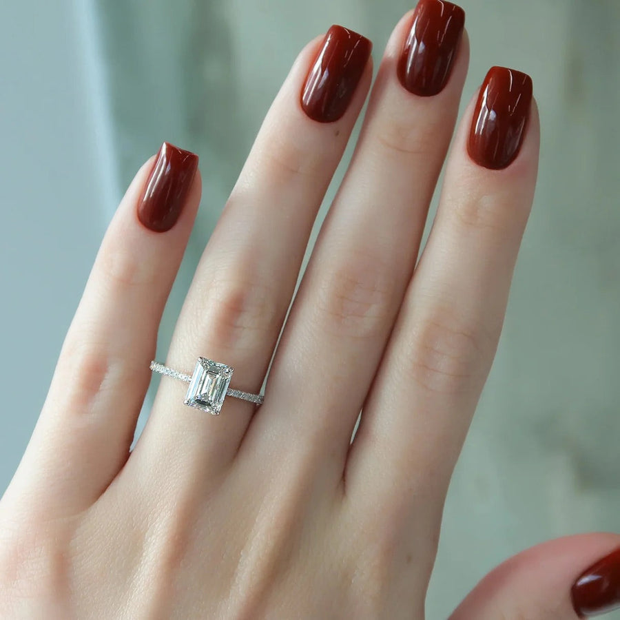 The Pave Lotus Emerald Moissanite Ring - KNT - Engagement Rings, Wedding Bands & Fine Jewelry