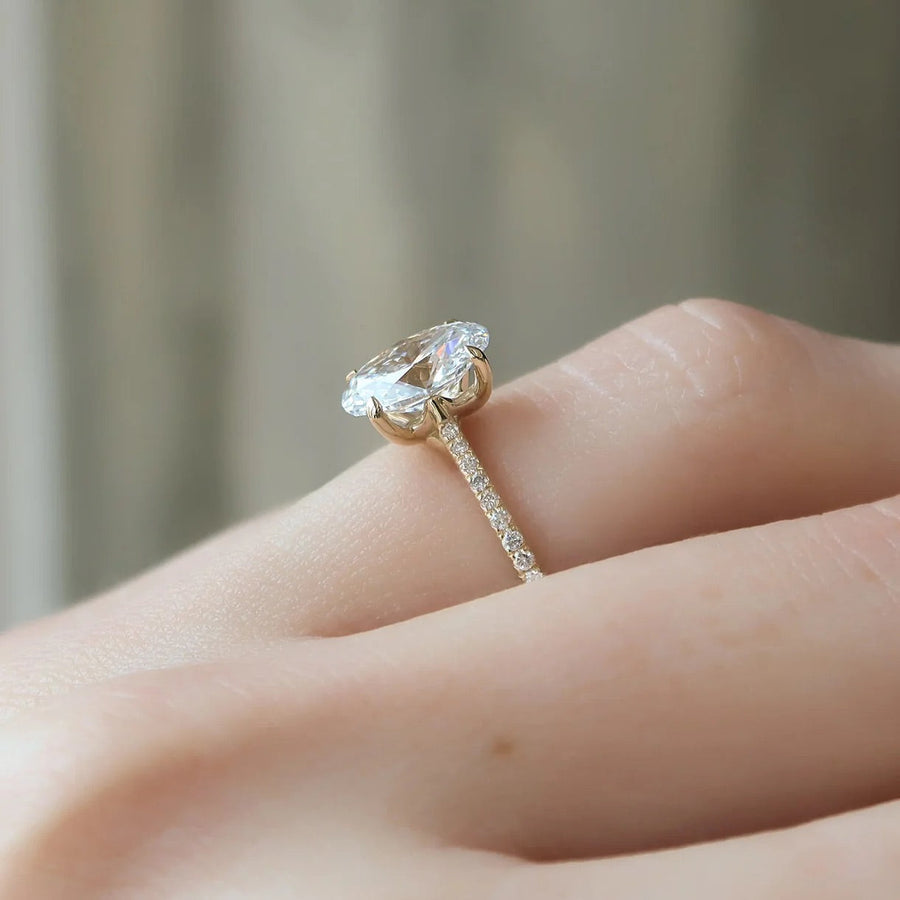 The Pave Lotus Oval Moissanite Ring - KNT - Engagement Rings, Wedding Bands & Fine Jewelry