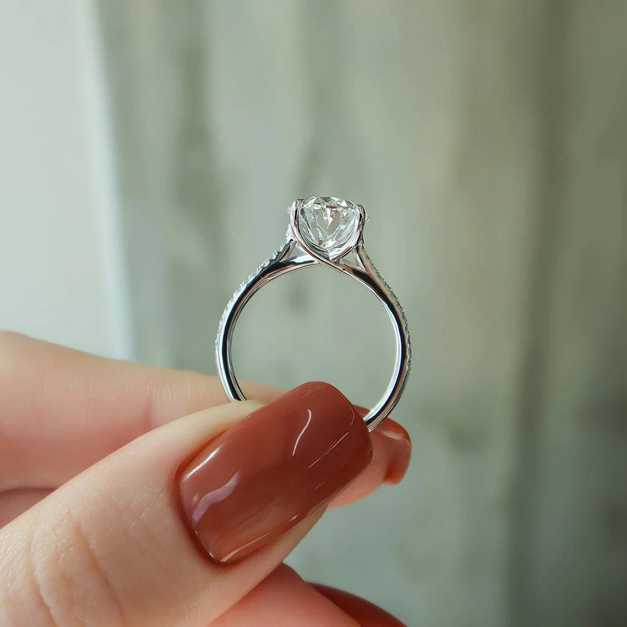 The Pave Lotus Oval Moissanite Ring - KNT - Engagement Rings, Wedding Bands & Fine Jewelry