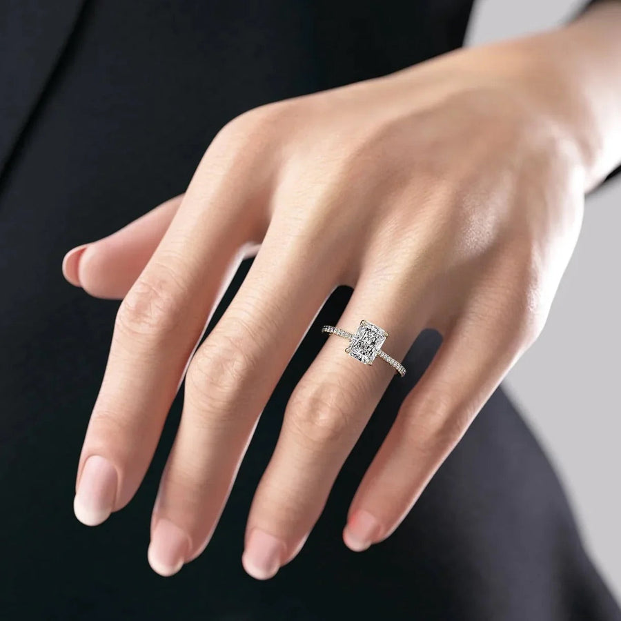The Pave Lotus Radiant Moissanite Ring - KNT - Engagement Rings, Wedding Bands & Fine Jewelry