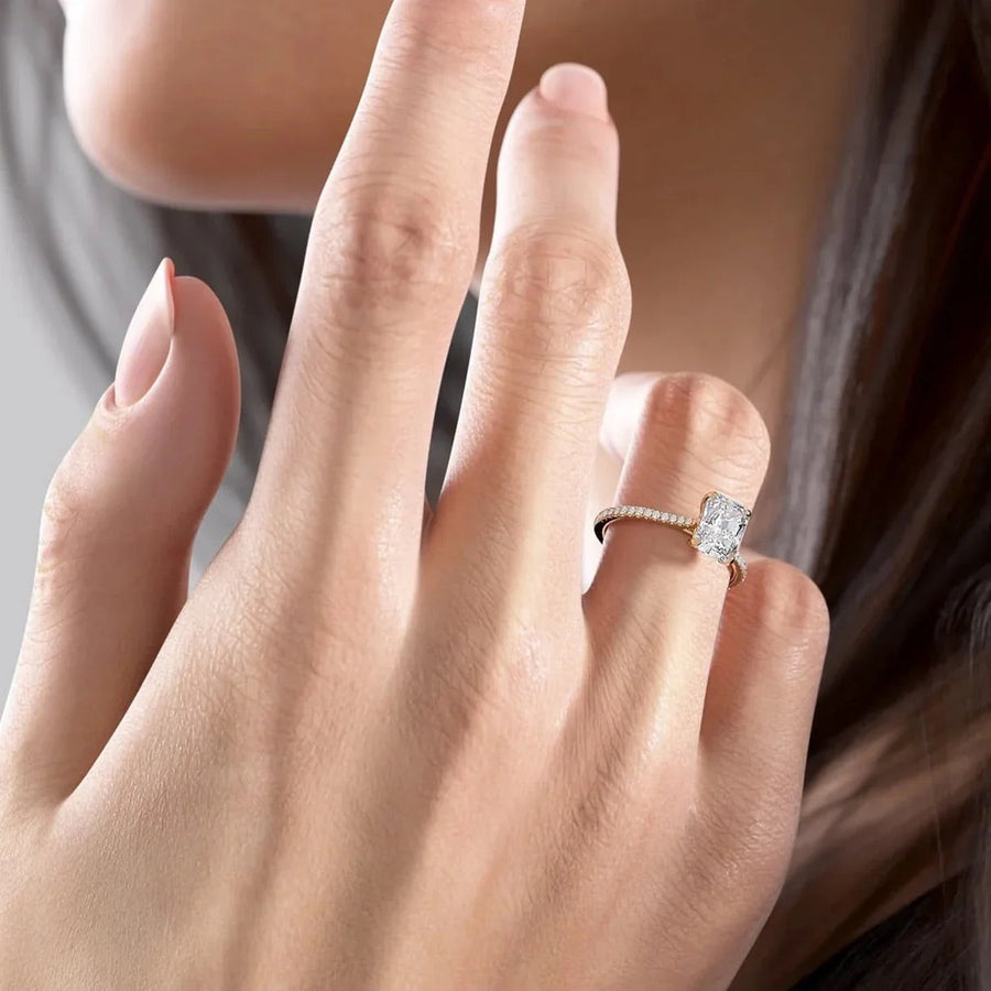 The Pave Lotus Radiant Moissanite Ring - KNT - Engagement Rings, Wedding Bands & Fine Jewelry