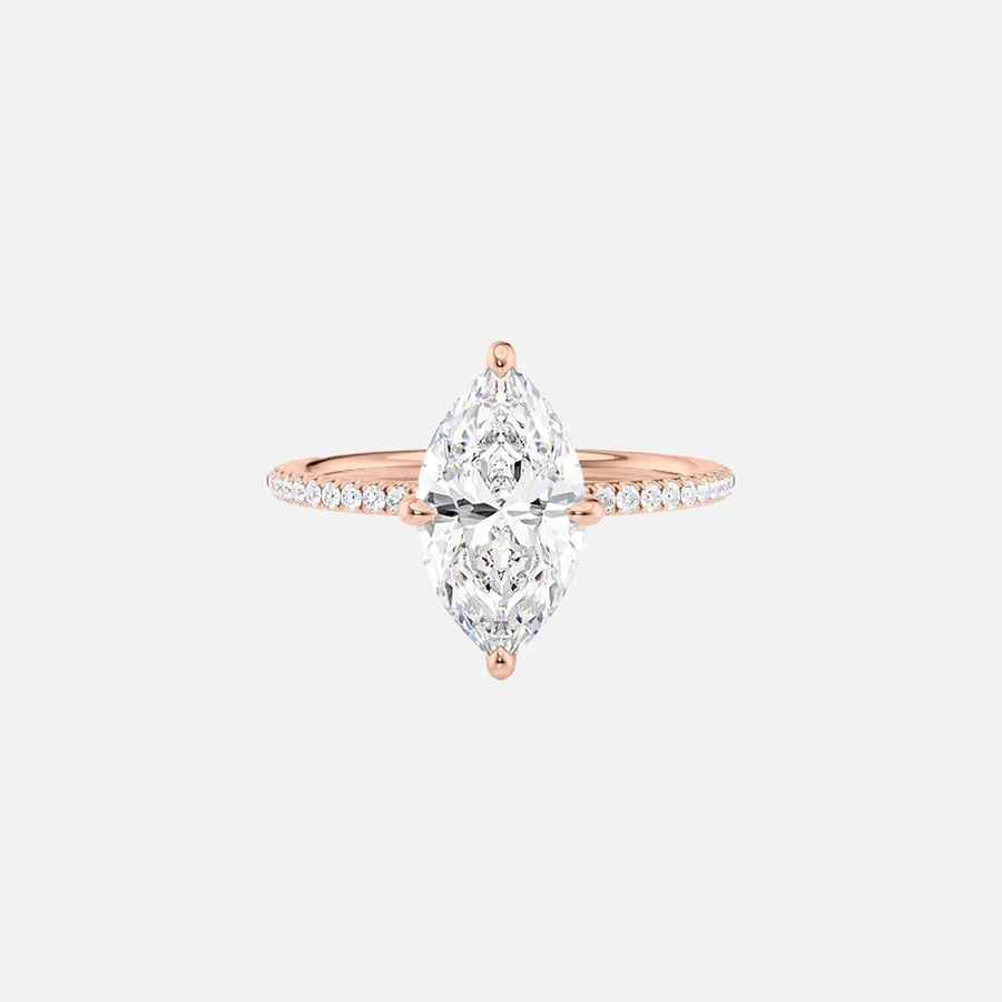  The Pave Low Profile Kamellie Marquise Lab Diamond Ring 14k Rose Gold 001