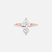  The Pave Low Profile Kamellie Marquise Lab Diamond Ring 18k Rose Gold 001